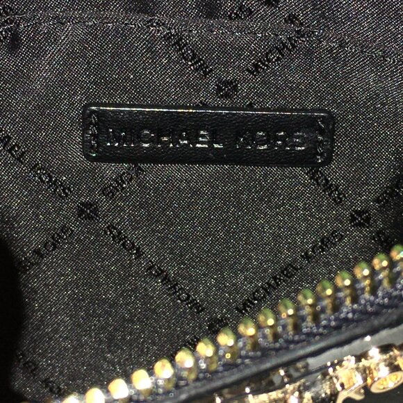 NWT Michael Kors Black Metallic XL Zip Clutch Wristlet - Picture 3 of 4